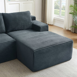 English Elm L-shaped Cloud Sectional Corduroy Sofa Deep Seat Modular Sleeper for Any Living Space W2339P424638