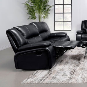English Elm Elodie Black Upholstered Motion Reclining Loveseat - Modern Comfort With Plush Arms & Elegant Design B062P354076