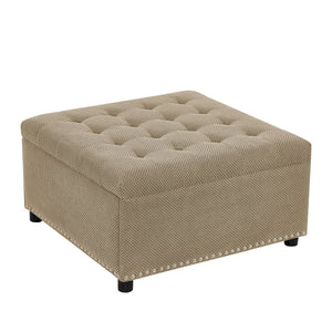 English Elm Storage Ottoman Tufted Nailhead Trim Lift Top Footstool for Living Room or Bedroom Camel W5568P447106