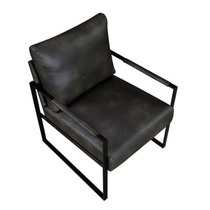 English Elm Modern Metal Accent Chair with Faux Leather Upholstery, Minimalist Frame, Comfortable Seat for Living Room Decor Dark Gray 27 L x 10 W x 23.5 H B011P255744