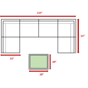English Elm Ready 7-Piece Rattan Wicker Outdoor Lounge Set with Cushions, Rustproof Aluminum, Glass Table, UV-Resistant Fabric B120S00091