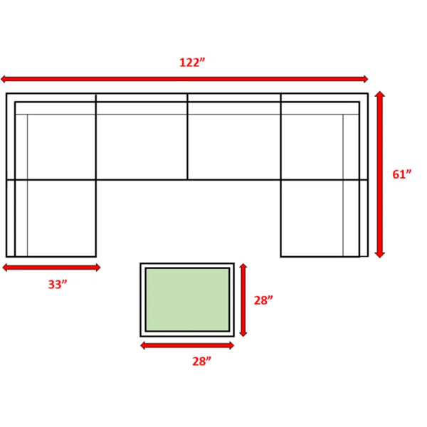 English Elm Ready 7-Piece Rattan Wicker Outdoor Lounge Set with Cushions, Rustproof Aluminum, Glass Table, UV-Resistant Fabric B120S00091