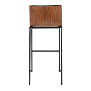 English Elm Mason 30" Contemporary Barstool Set Of 2 In Black Metal & Walnut Wood With Faux Leather Comfort B202P222248