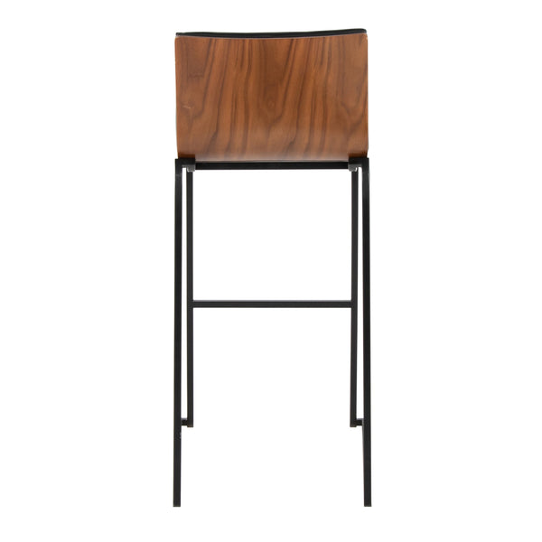 English Elm Mason 30" Contemporary Barstool Set Of 2 In Black Metal & Walnut Wood With Faux Leather Comfort B202P222248