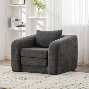 English Elm 40" Chenille Cloud Floor Chair Convertible Sleeper Sofa Lounge for Dorm Apartment Bedroom Gray W3118P388898