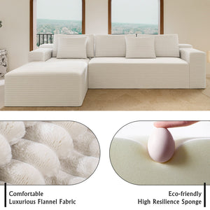 English Elm 104.3*68.9"modular Sectional Sofa Plush Corduroy Two Piece Living Room Ready D1105120311