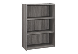 English Elm Bookshelf, 4-Tier Space-Saving Bookcase with 2 Adjustable Shelves and Elegant Brown Laminate Finish Grey 40 L x 15 W x 7 H B2710P219790