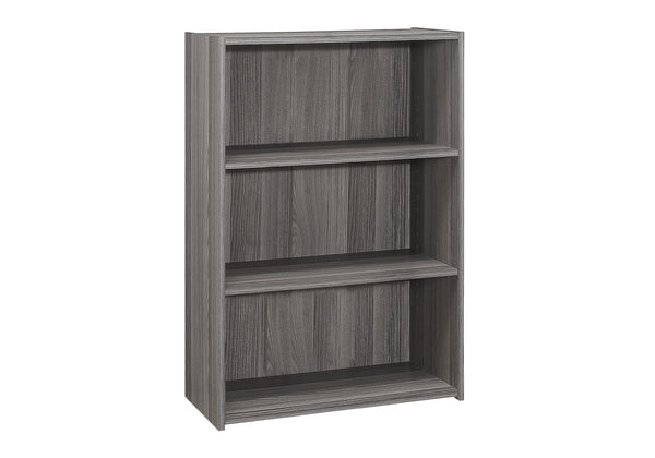 English Elm Bookshelf, 4-Tier Space-Saving Bookcase with 2 Adjustable Shelves and Elegant Brown Laminate Finish Grey 40 L x 15 W x 7 H B2710P219790