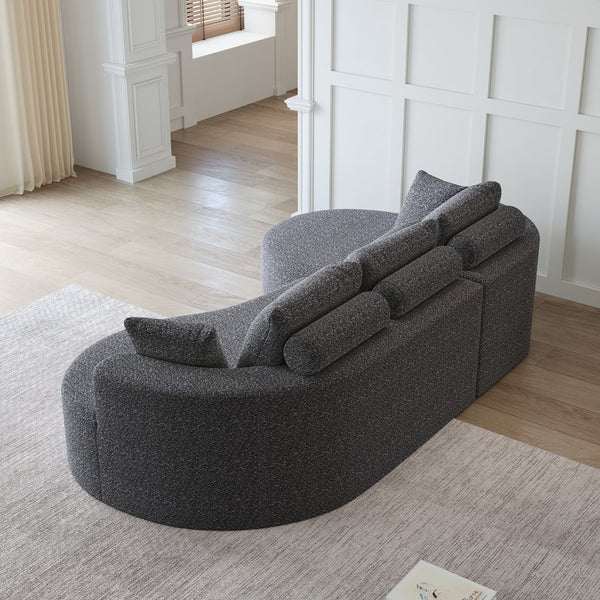 English Elm Modern Chenille Cloud Sectional with Deep Curved Seating and 7 Pillows for Living Room W834S00486