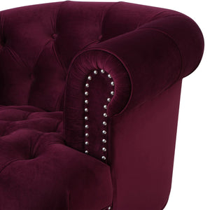 English Elm Jennifer Taylor Home - La La Rosa Victorian Tufted Upholstered Accent Chair in Luxe Velvet with Nailhead Trim and Support Burgundy B2719P238178