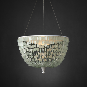 Thalassa Pendant Light - Artisanal Seaglass Dome Fixture in Sugar White for Contemporary Spaces
