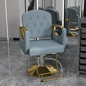English Elm Hydraulic Salon Chair with Foot Pump Swivel Base Pu Leather Seat for Barber Tattoo Spa W2700P410955