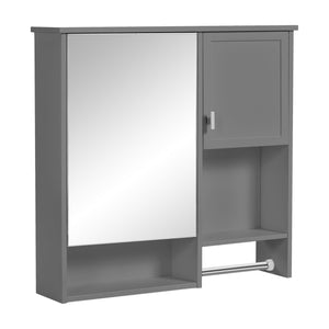 English Elm 29'' Wall Mounted Bathroom Cabinet with Mirror Towel Bar and Adjustable Shelving N710P209440E