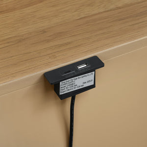 English Elm 2-drawer Hardwood Nightstand with Usb Charging Scandinavian Warm Oak Finish Bedroom B2709P453737