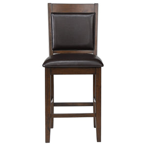 English Elm Ferrara 5-Piece Counter Height Dining Set with Walnut Finish, Faux Leather Brown Chairs & Storage B062S00989