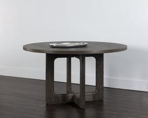 Sunpan Cypher Modern Dining Table Base with Grey Faux Marble Finish for Indoor and Outdoor Spaces Wood / Dark Brown