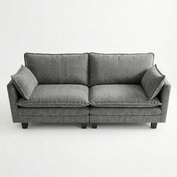 English Elm Modern Chenille Upholstered Loveseat with Usb Ports and Pockets for Compact Living Dark Grey W2519P486109