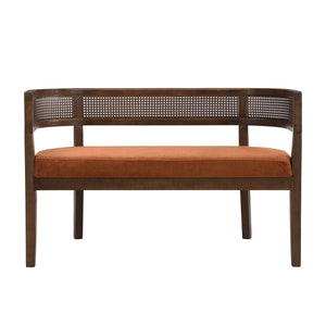 English Elm 47.5" Hand-woven Rattan Loveseat with Open Weave Back and Cushioned Two-seat Comfort N771P381036C