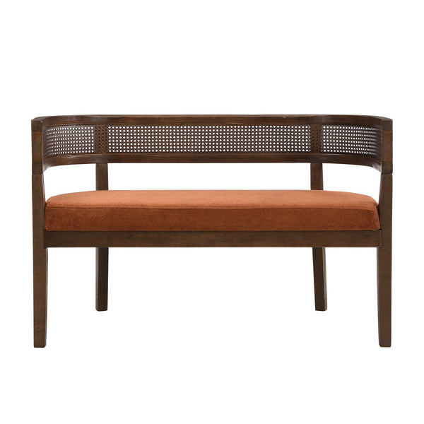English Elm 47.5" Hand-woven Rattan Loveseat with Open Weave Back and Cushioned Two-seat Comfort N771P381036C