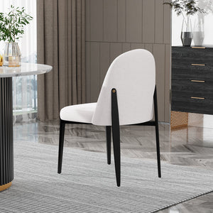 English Elm Set of 2 Chenille Upholstered Armless Dining Chairs with Tapered Black Metal Legs W5739P464651