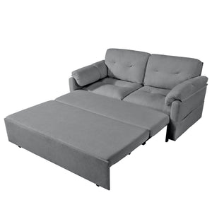 English Elm (old: W3163p269700) Convertible Chenille Sleeper Loveseat with Queen Pullout and Rolling Casters Grey W3163S00101