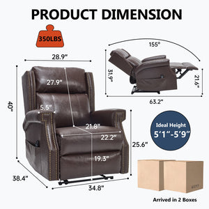 English Elm Emon's Overstuffed Chenille Power Lift Recliner with Massage Heat and Charging Ports Antique Brown W1803S00092