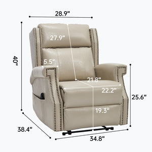 English Elm Emon's Overstuffed Chenille Power Lift Recliner with Massage Heat and Charging Ports Beige W1803S00086