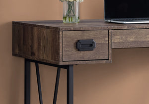 English Elm Computer 48" Desk with Reversible Left/Right Layout, File Drawer & Closed Storage, Metal Legs, Modern Brown 56 L x 27 W x 6 H B2710P219750