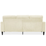 English Elm Modern Design Chenille 3 Seat L-Shape Sectional Sofa With Storage Chaise For Apartment, Studio, Office,Living Room,L Shape-Off White