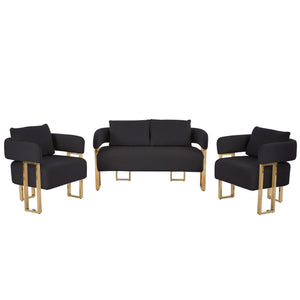 English Elm Ts Velvet Accent Chair with Gold Metal Legs Glam Art Deco Style for Living Room Black+Gold W2311S00003