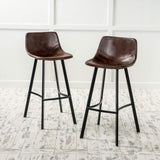 Christopher Knight Home® - Noble House - Dax Modern Upholstered Bar Stool, Brown and Black - Set of 2