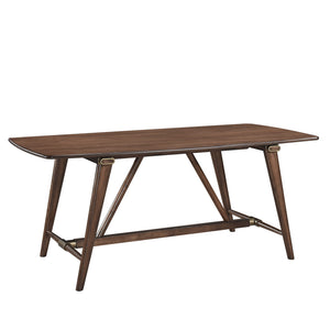 English Elm Modern 71" Wooden Dining Table Brown Finish — Sleek 35.5"x71"x30"H Solid Look, Easy Assembly B011P196939