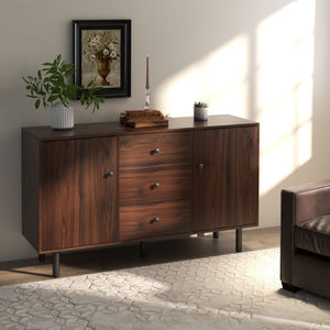 English Elm Homcom Rustic Buffet Cabinet With Adjustable Shelves, Drawers & Cupboards – Versatile Coffee Bar & Organizer W2225P200429