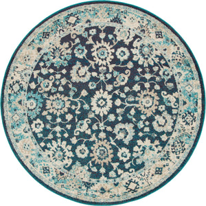 Unique Loom Penrose Krystle Machine Made Floral Rug Navy Blue, Beige/Blue/Ivory 6' 1" x 6' 1"