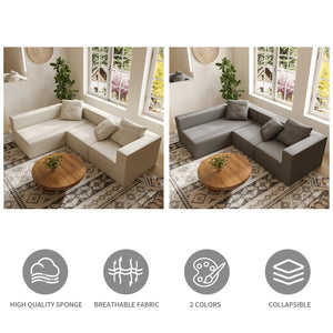 English Elm L Shaped Modular Sectional Sofa - 110" Corduroy Couch With Deep Seats & Movable Ottoman For Comfort W3670S00001