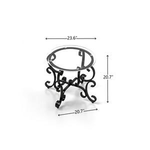 English Elm 3 Piece Tempered Glass Surface Coffee Table Set – Rustic Black Design For Elegant Living Room Décor W2167P220517