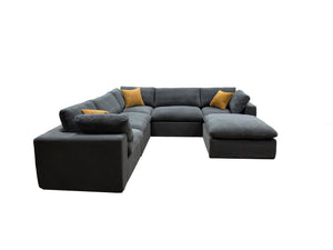 English Elm Coffee Bean Basket Weave Modular Sectional Foam Compressed with Toss Pillows Included Light Gray B2748S00069