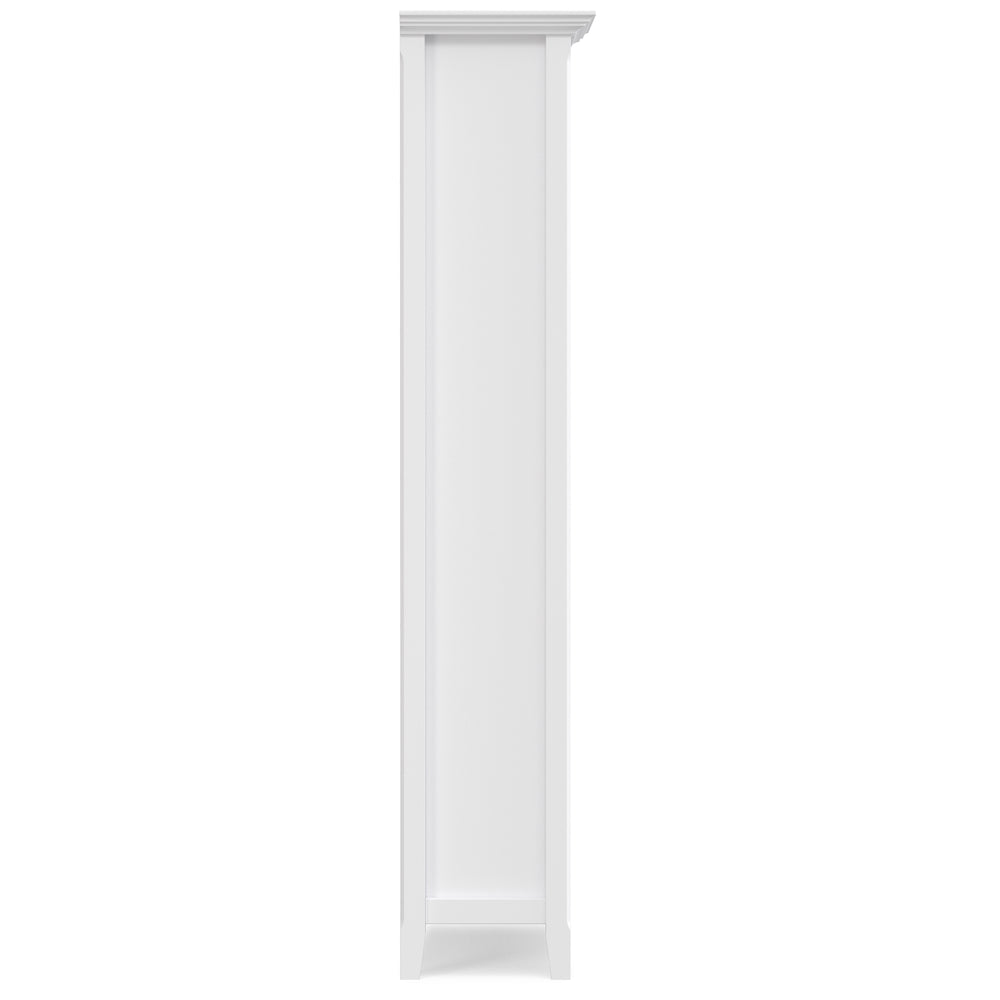 English Elm Amherst pine 24-inch 5-shelf bookcase — slim tall storage with crown molding, adjustable shelving, eco finish White B136P364307