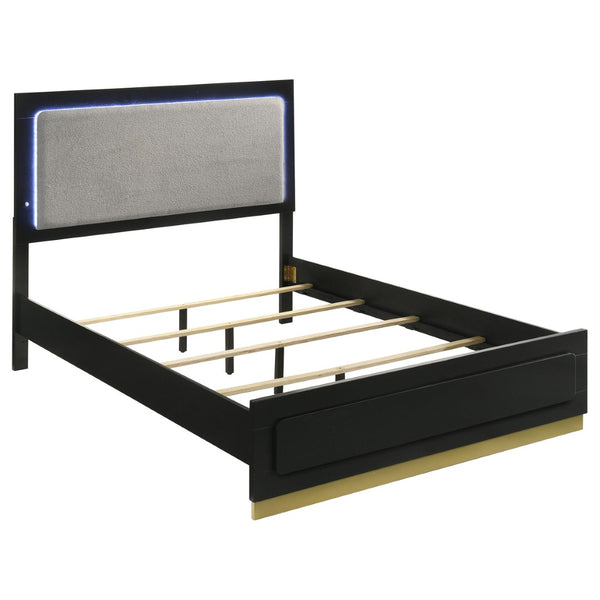 English Elm Sophia Black 5-Piece Queen Bedroom Set With Led Lighting, Gold Accents, And Generous Storage Solutions B062S01071-GIGA