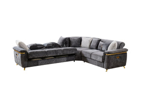 English Elm Argo Contemporary L-shaped Sectional Sofa with Steel Base and Six Seat Capacity Gray B009S02185
