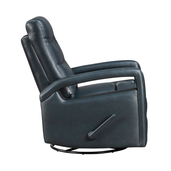 English Elm Modern Navy Swivel Glider Recliner Chair - Breathable Faux Leather, Open Arm, Plush Comfort, Manual Recline B011P396168