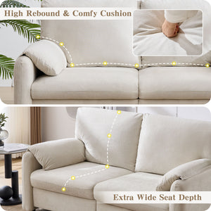 English Elm 800lbs Chenille Loveseat Sofa with Down Fill Cloud Comfort for Living Room or Bedroom W1521P499766