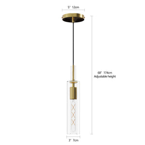 English Elm Gold Modern 3-Pack Pendant Lights with Clear Striped Glass Shades for Kitchen Island Dining Room W2312P375008