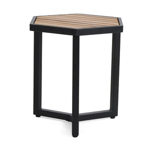 English Elm Christopher Knight Home® - NAHANNI Acacia Wood & Powder-Coated Metal Side Table in Beige — Modern Industrial Outdoor Accent 69970.00