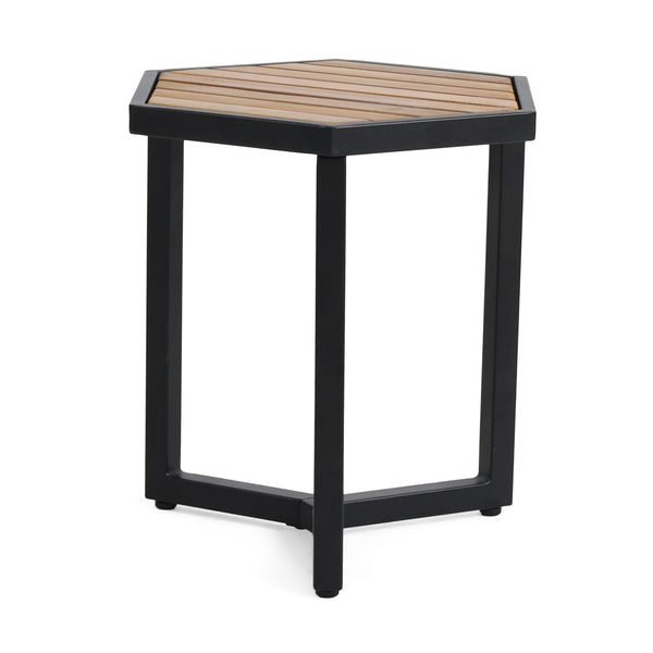 English Elm Christopher Knight Home® - NAHANNI Acacia Wood & Powder-Coated Metal Side Table in Beige — Modern Industrial Outdoor Accent 69970.00