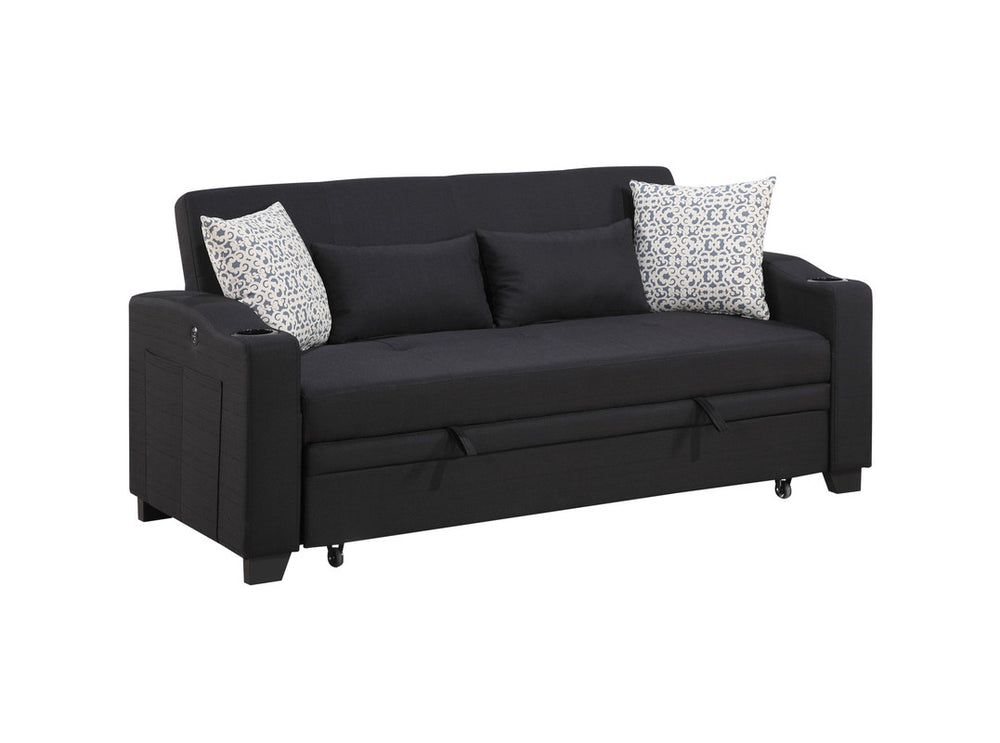 English Elm Bastien Convertible Sleeper Loveseat with Usb Charging Cupholders and Pocket Coil Support B2749S00232