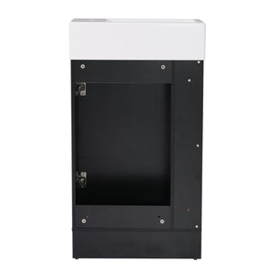 English Elm 18.6" Bathroom Vanity with Sink and Ceramic Top, MDF Cabinet with Door, TP Holder & Shelf Black N725P212181B
