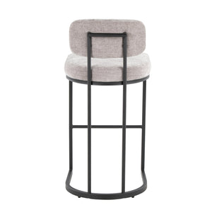 English Elm Fixed-height Barstools Powder Coated Steel Frame Brown Upholstered Seat Set of Two Black+Grey B202P471221