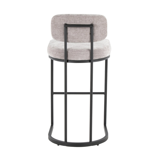 English Elm Fixed-height Barstools Powder Coated Steel Frame Brown Upholstered Seat Set of Two Black+Grey B202P471221
