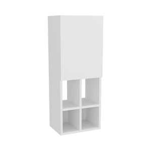 English Elm Wall-Mounted Bathroom Cabinet White with Soft-Close Door & 4 Open Shelves, Space-Saving 31.5"H B128P301383